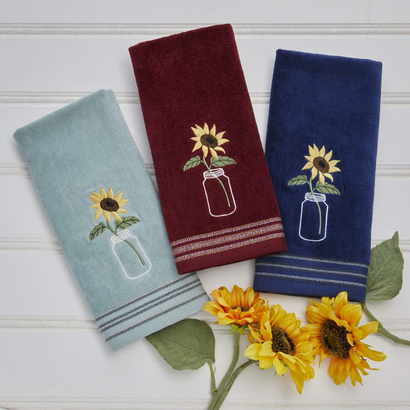 SKL Home by Saturday Knight Ltd. Sunflower In Jar 2 Pc Hand Towel Set, Wine - Image 5